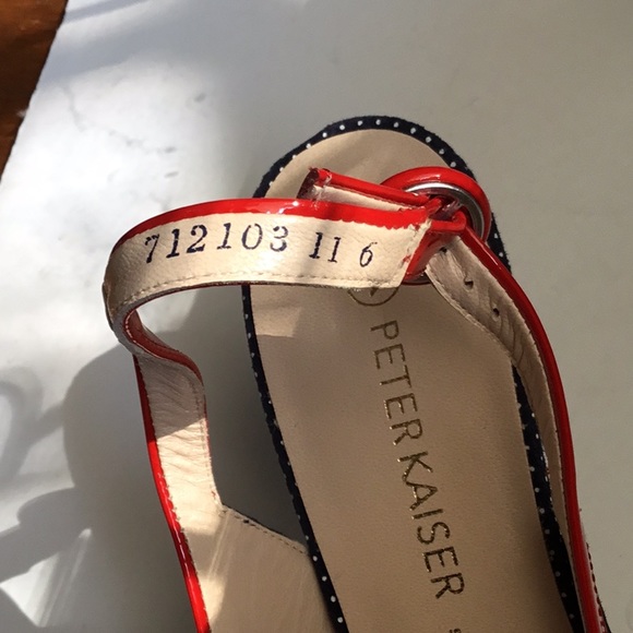 Peter Kaiser NWOT Size 9 Red Patent w/ Silver Dot Black Suede, Slingback Heels - Picture 5 of 6